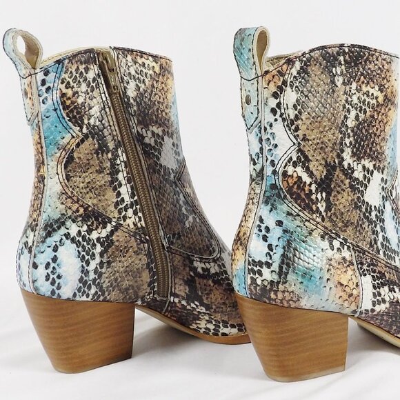 Matisse DESIRE Leather Snake Print Cowboy Western Style Boots White Toe NIB Sz 6 - Picture 7 of 9